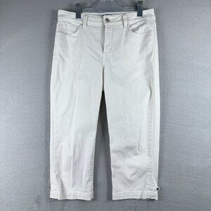 NYDJ Not Your Daughters Crop Jeans Cotton Cuff Pants Womens White Size 10